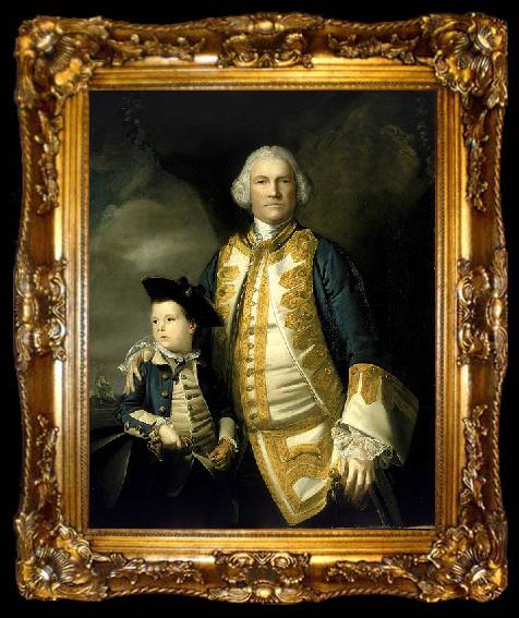 framed  Sir Joshua Reynolds Portrait of Francis Holburne with his son, Sir Francis Holburne, 4th Baronet, ta009-2